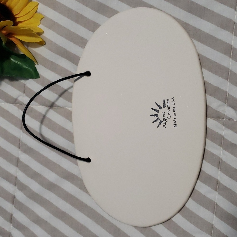 August Ceramics "When God answers..." ceramic plaque cream w/sunflower - Picture 3 of 6